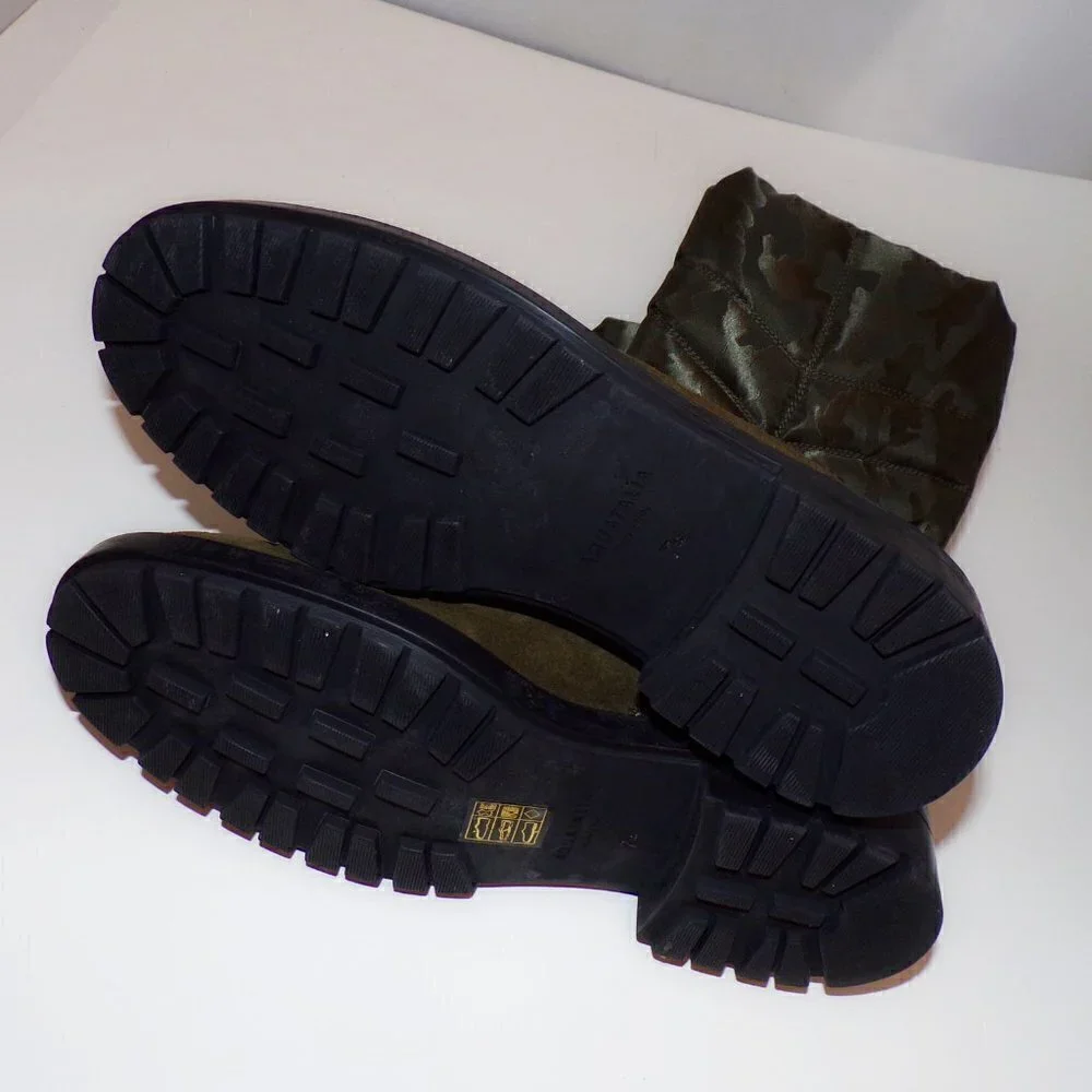 AQUATALIA Lori Waterproof Boots Olive Green Sude/Camo Nylon sz‎ 7.25 New